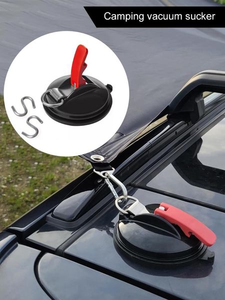 

car sunshade 1/2pcs suction cup anchor with s-hook tie down camping tarp accessories auto side awning securing hook mount