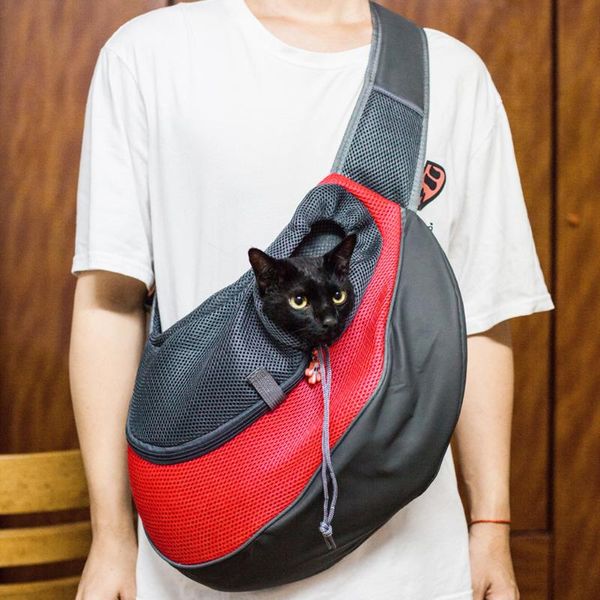 

fashion pet dog carrier outdoor breathable mesh splicing zipper handbag pouch pet shoulder bag cats sling bag s/l