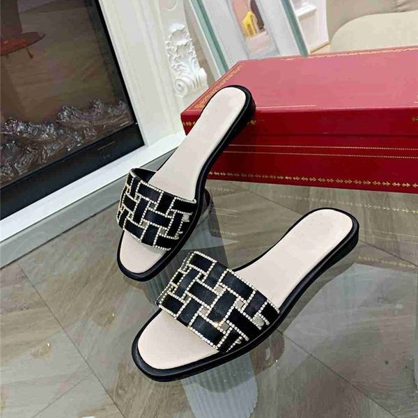 

crystal chain designer women flats slippers woman luxurious real silk braided summer bling dress party shoes, Black