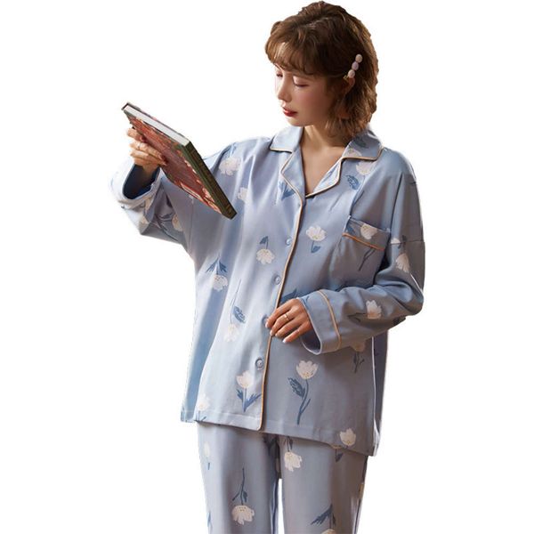 

thin confinement spring and autumn cotton postpartum pregnant women pajamas maternal cardigan long sleeve breast-feeding clothing, White