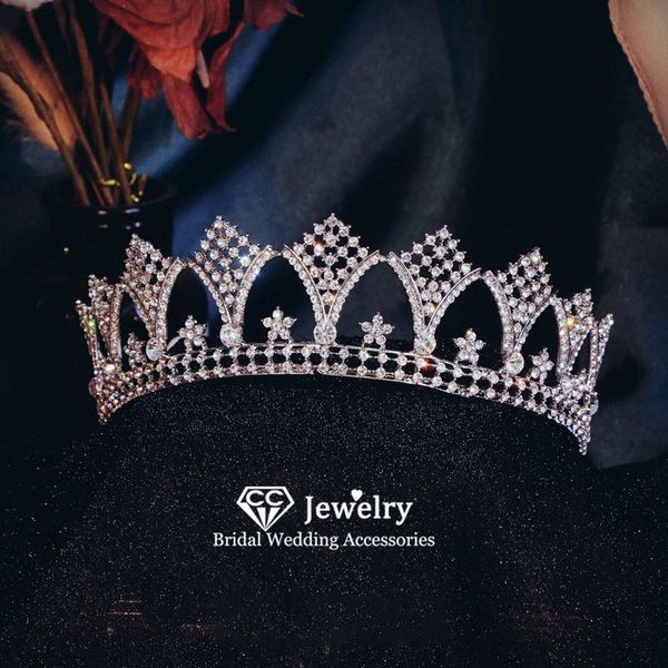 

hair clips & barrettes tiaras and crowns women wedding accessory bridal vintage crown engagement ornaments crystal pageant headdress gift, Golden;silver