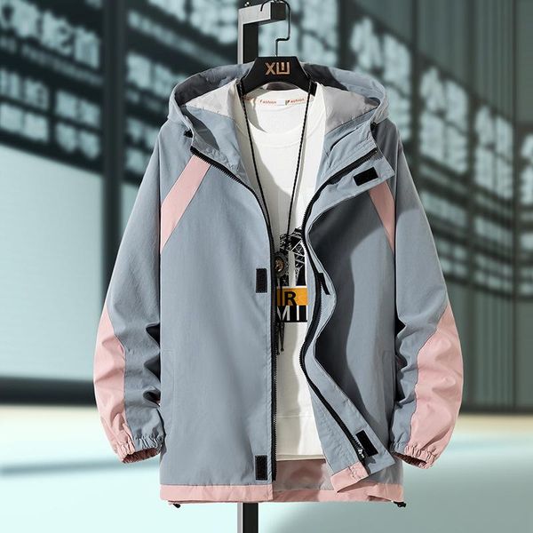 

2021 brand new spring autumn men's hood jacket windproof windbreaker waterproof casual bomber jacket male zipper coat m-5xl, Black;brown