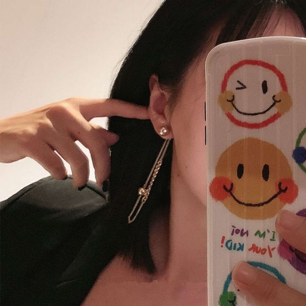 

hbp south korea east gate metal chain back hanging s925 silver needle fashion personality advanced sense net red earrings