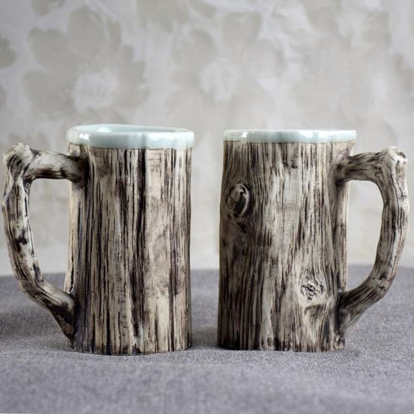 

mugs personalized handcrafted imitation tree bark ceramic creative kitchen office coffee milk tea water cups unique couple gifts