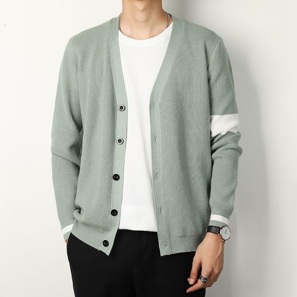 

new autumn sweater fashion 2021 v casual neck cardigan single male breasted striped sleeve long for man 3xl h8e4, White;black