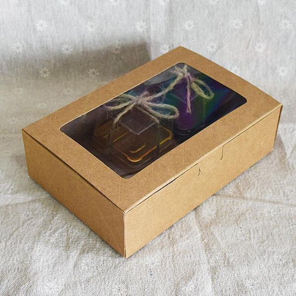 

gift wrap 15pcs kraft paper box with transparent pvc window packaging