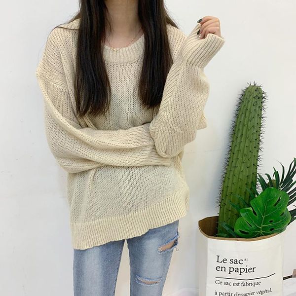 

women's sweaters 2021 korean style lady full sleeve mohair women knitting sweater see-through oversize o-neck pullover loose, White;black