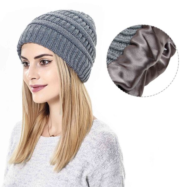 

discount fashion vrouwen warme mutsen fleece gebreide en voor vrouw wol cap herfst en winter dames mode hoed, Blue;gray