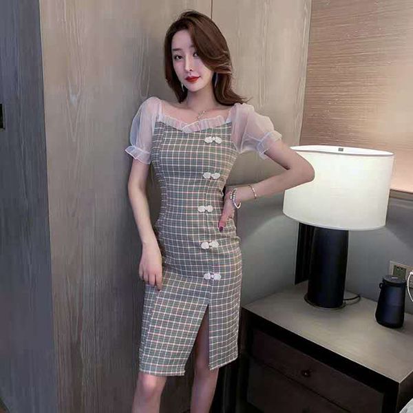 

women summer dress chinese style short sleeve midi dress improved vintage cheongsam elegant sundress vintage bodycon dress, Black;gray
