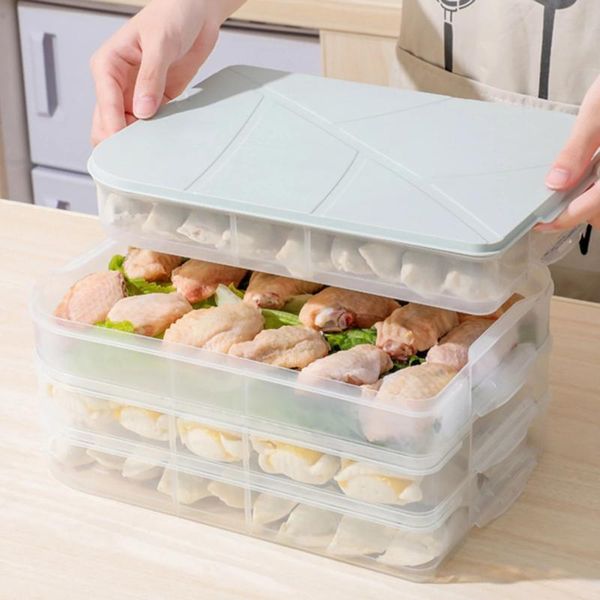 

multi-layer leak proof dumpling storage box fruit egg organizer refrigerator storage box kitchen fresh keep organizer
