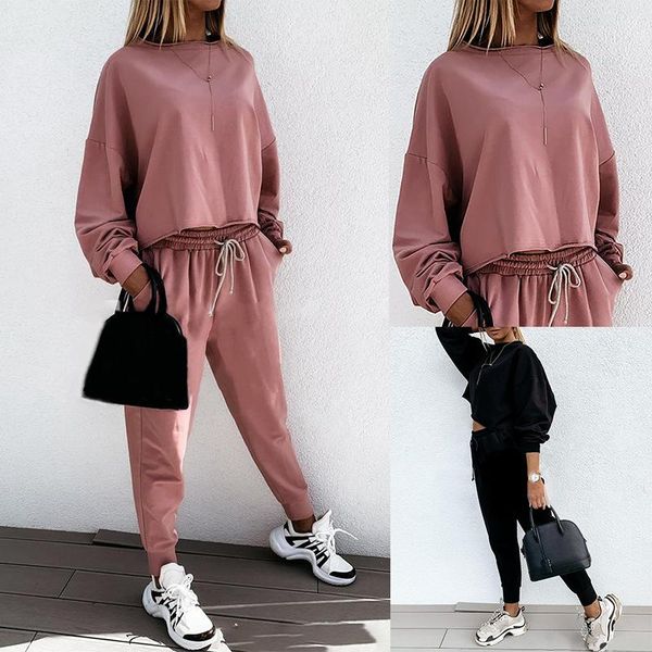 

the new long-sleeved round-neck loose-fitting casual suit of 2021women clothes, White