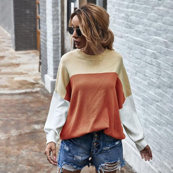 

women's sweaters women sweater calsual long sleeve color collision knitting splice pullover winter jumpers knitwear patchwork, White;black