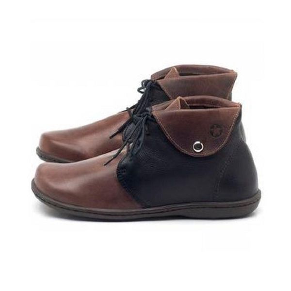 

boots woman ankle autumn winter pu leather lace up female flat shoes mixed colors punk ladies platform zapatos mujer, Black