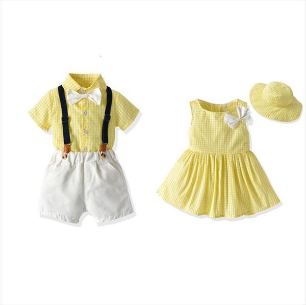 

tem doger boys girls clothes brothers sisters childrens matching suits plaid short sleeved t shirt shorts baby kids clothing, White