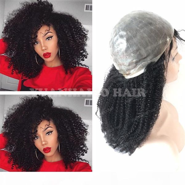 

8a 1b virgin indian hair afro kinky curl full thin skin wigs black women, Black;brown