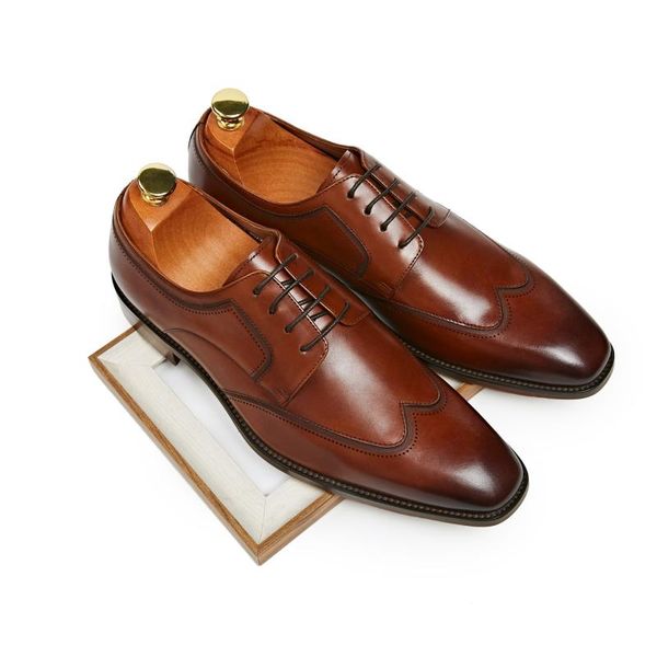

dress shoes mens genuine leather square toe wedding black brown offfice work business size 37-44