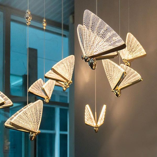 

modern butterfly chandelier luxury acrylic chandeliers lighting for bedroom hanging light bedside stair ceiling lamp art decor