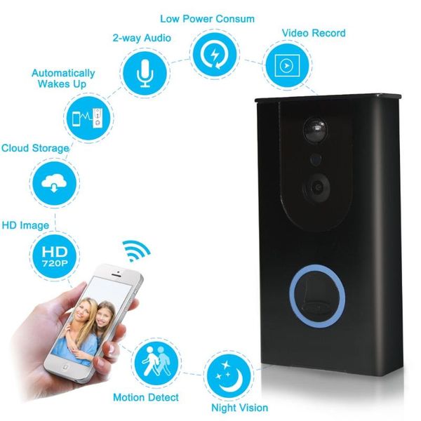 

doorbells smart video doorbell camera 720p visual call intercom door bell infrared night vision remote record home security monitoring
