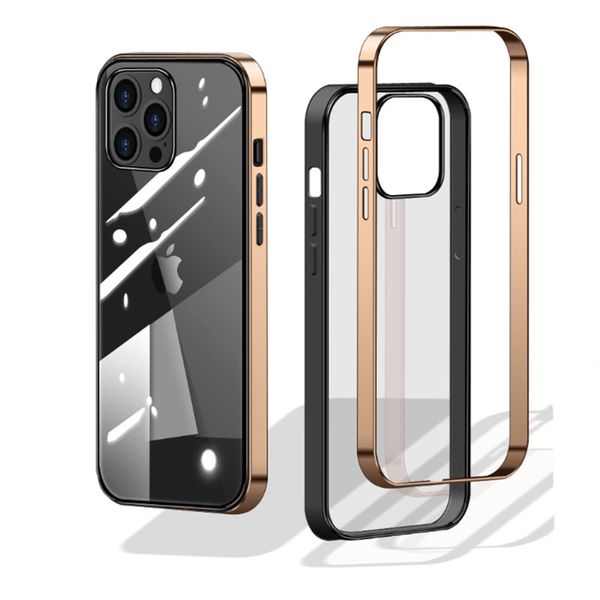 

soft electroplated tpu frame shockproof phone case for iphone 12 mini 12 pro max hard pc back cover