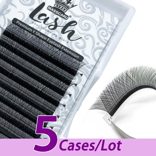 

false eyelashes 5pcs/lot faux mink private label bulk pbt soft eyelash c/d curl y-shape grafted lashes individual