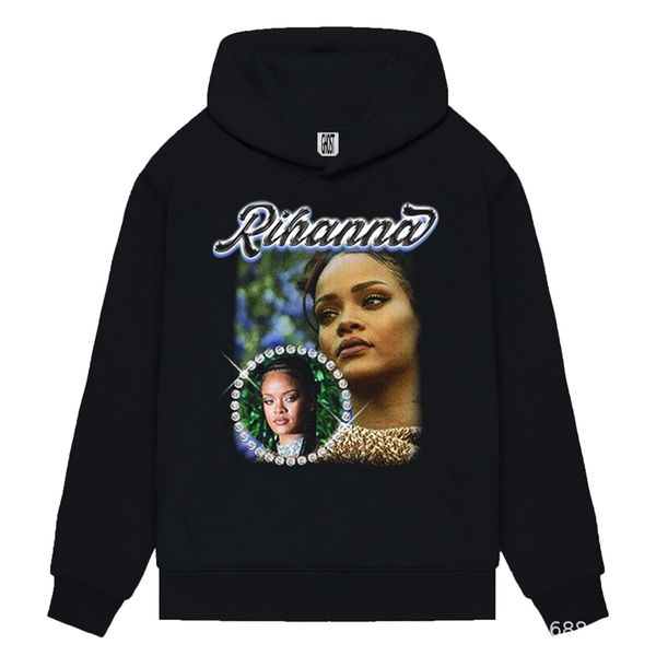 

kylie rihana metal hard core band rock print terry hoodie, Black