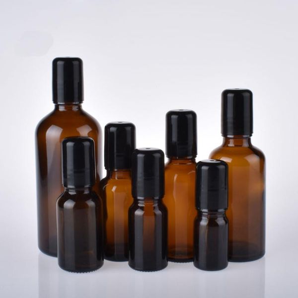 

storage bottles & jars cosmetic compact glass essence oil bottle ball bearing empty emulsion container 5ml-100ml dark brown massage refillab