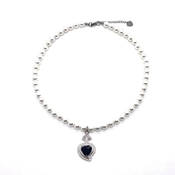 

pendant necklaces [ready stock]pearl zirconheart shaped man and wuman necklace fashionable versatile, Silver