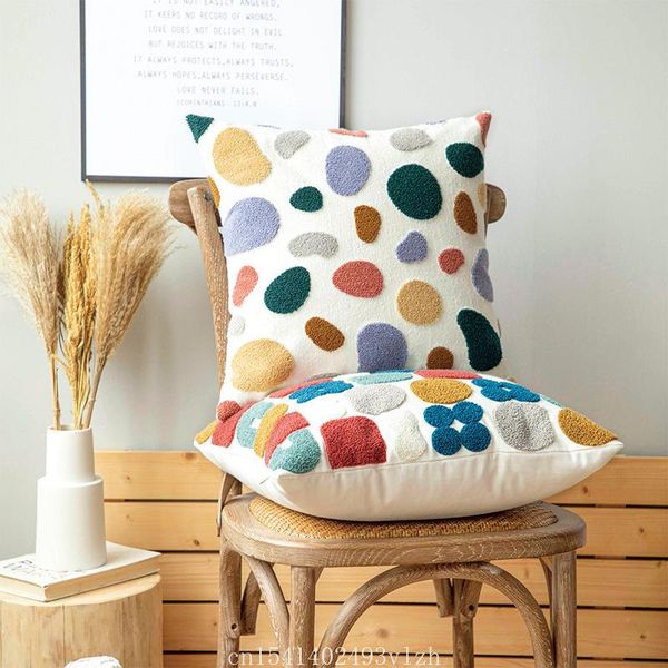 

cushion/decorative pillow 45x45cm/30x50cm cute dots embroidery cover soft cozy floral cushion coverhome decoration for living room kids