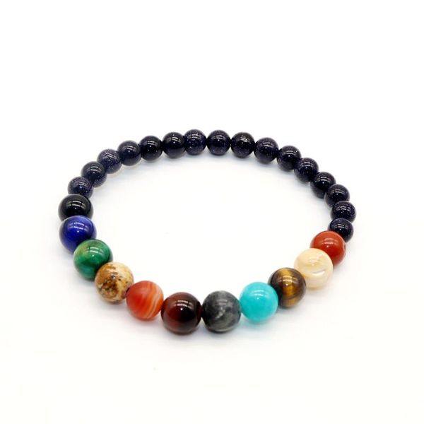 

beaded, strands galaxy solar system stars earth moon bracelets universe nine planets natural stone bracelet yoga chakra man fashion jewelry, Black