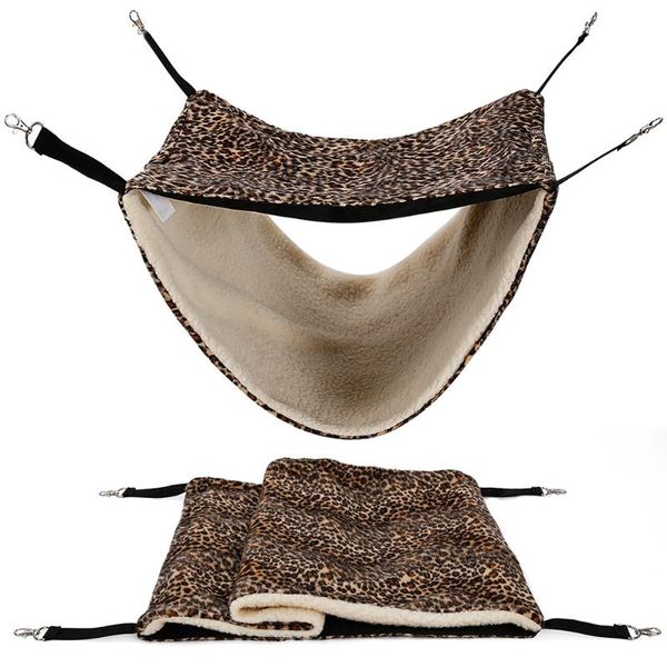 

new autumn and winter double-layer leopard print cat hammock bedding mat cat cage double-layer swing hammock