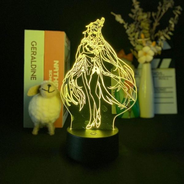 

night lights plug sensor light led anime nightlight projector genshin impact acrylic 3d neon desk lamp kids gift gaming room decor