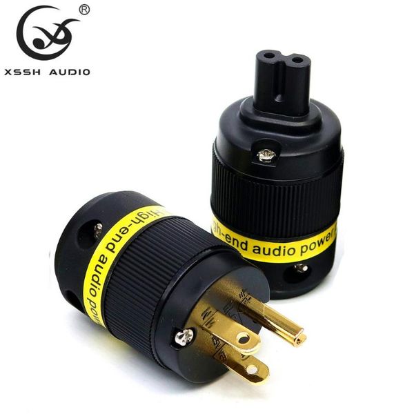 

smart power plugs us figure 8 2 pin iec plug xssh audio hifi diy pure copper plated gold electrical 18mm ac female male connector cable