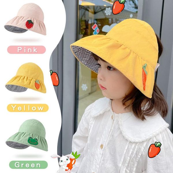 

caps & hats cute parent-child cotton sun hat girls boys kids cartoon casual women outdoor beach children fisherman gifts, Yellow