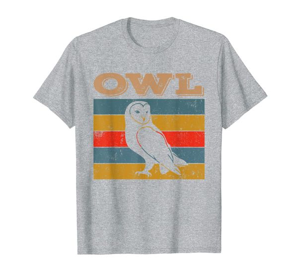 

vintage style retro distressed owl bird animal lover gift t-shirt, White;black