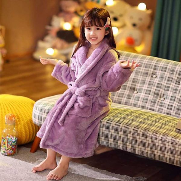 

mudipanda winter children's bathrobe pajamas for girls kids sleepwear robe 2-14 years teenagers pyjamas boys 211130, Blue;red