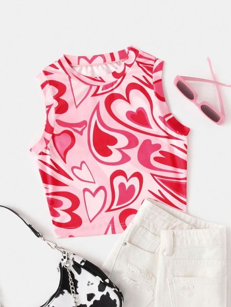 

heart print tank z2aj#, White