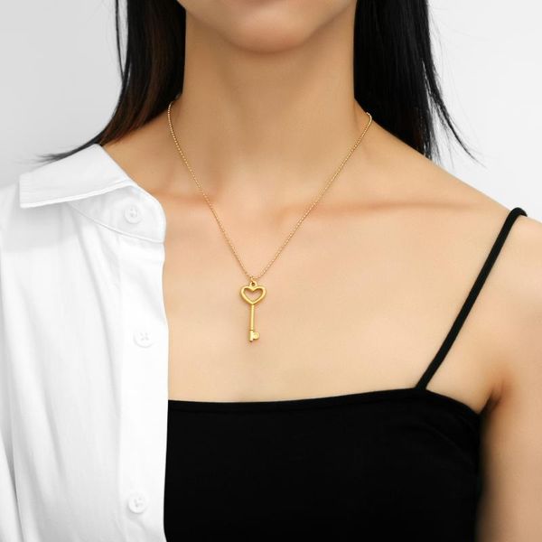 

pendant necklaces dainty vintage skeleton key necklace, minimalist mini necklace silver boho small gift valentines birthday