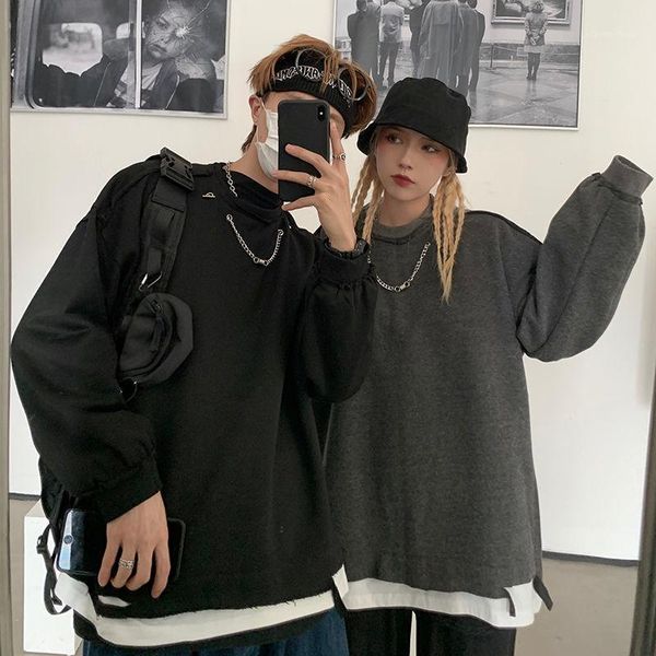 

plush padded hoodie men's fashion retro casual couple sweatshirt men streetwear wild loose winter hip-hop pullover hoodies & sweatshirt, Black