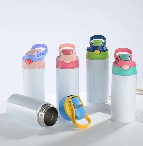 

sublimation children water bottle with straw lid 350ml 12oz stainless steel sublimation sippy cup for kids portable drinking tumblers