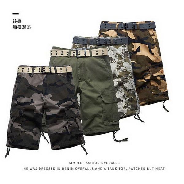 

cargo shorts men cool camouflage summer cotton casual men short pants comfortable color cargo shorts, White;black