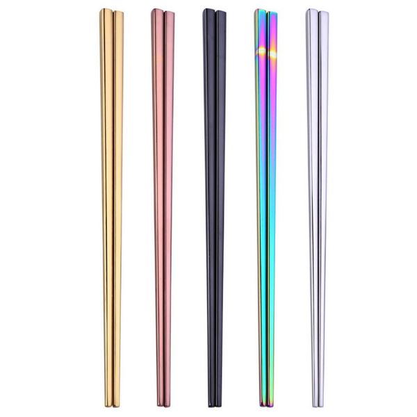 

23cm japanese chinese metal stainless steel chopstick tableware colorful length chopsticks portable reusable travel chop stick