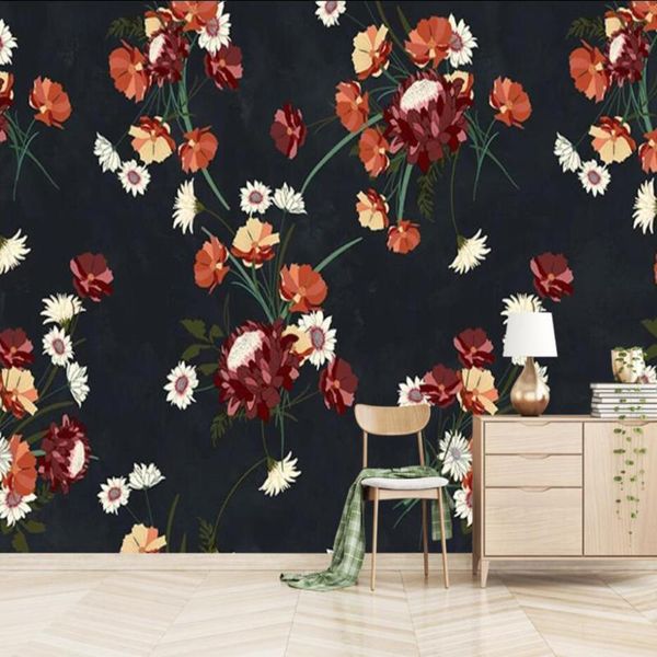 

wallpapers drop custom large 3d wallpaper murals simple hand-painted flowers and birds tooling wall decoration