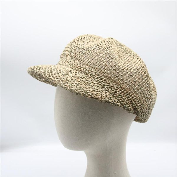 

straw hats spring summer solid handmade hollow men women hats outdoor casual luxury sun protective summer beach berets women hat, Blue;gray