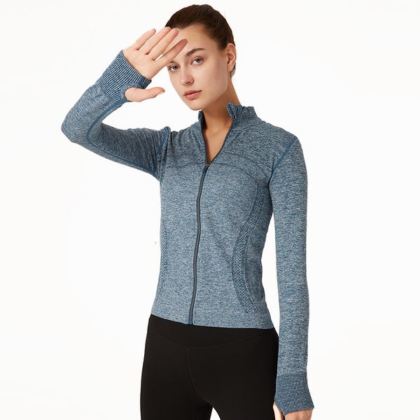 

tracksuits luxury yoga wearstanding collar sports et women's long sleeve yoga fitns tight running zipper cardigan elastic seamls quick, Gray