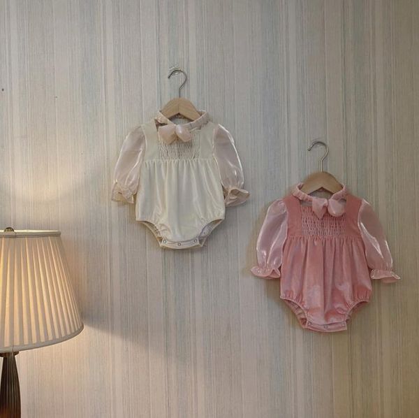 

rompers 2021 boys girls dots rompers+headband cotton full sleeve autumn babys jumpsuit, Blue