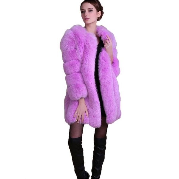 

women's fur & faux coat women 2021 winter plus size 4xl slim korean white pink gray 12 color fashion long jacket gh450, Black