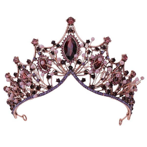 

baroque tiaras and crowns wedding hair accessories headbands for women rhinestone black purple crown bridal headwear headpiece, Golden;silver