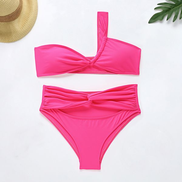 

2021 new one shoulder bikini high waist swimsuit women hollow out swimwear female push up bikini set bathing suit beachwearswimwear bat