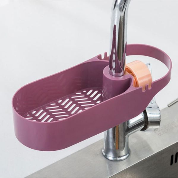 

hooks & rails 1pcs kitchen tools organizer adjustable snap sink soap sponge holder hanging drain basket gadgets