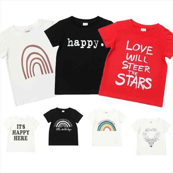 

summer baby clothes boys white t shirt girls children cartoon letter printing t-shirts kids t-shirts infant tee clothes, Blue